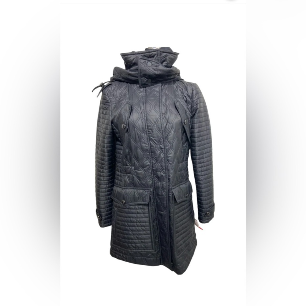 Burberry Quilted Black Coat / Detachable Hood Coat